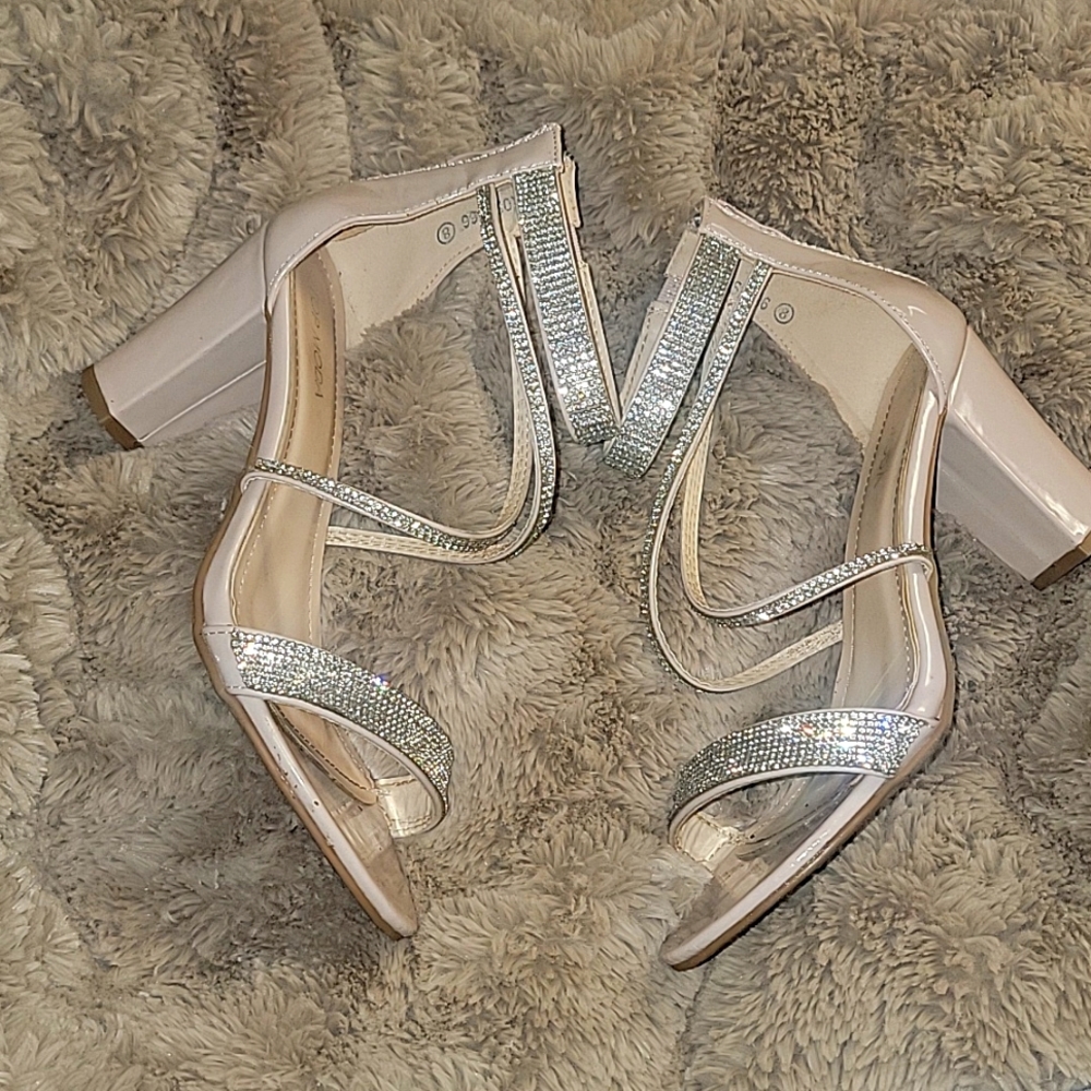Nude sparkly heels